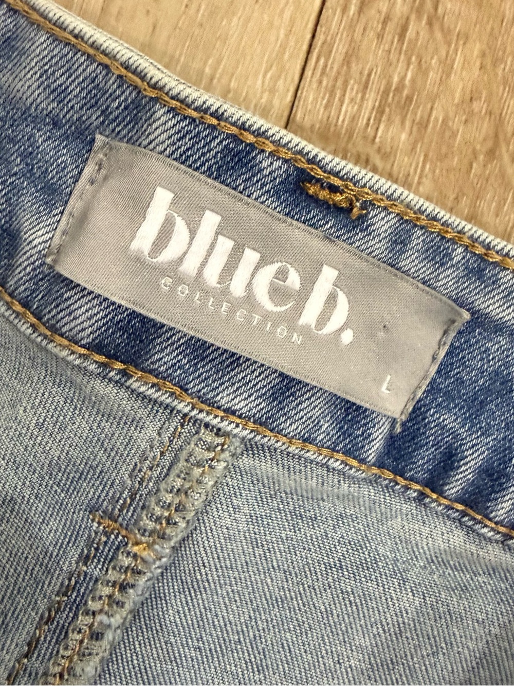 Light Wash Blue Boot Cut Jeans with Beaded Trim - Picture 4 of 5
